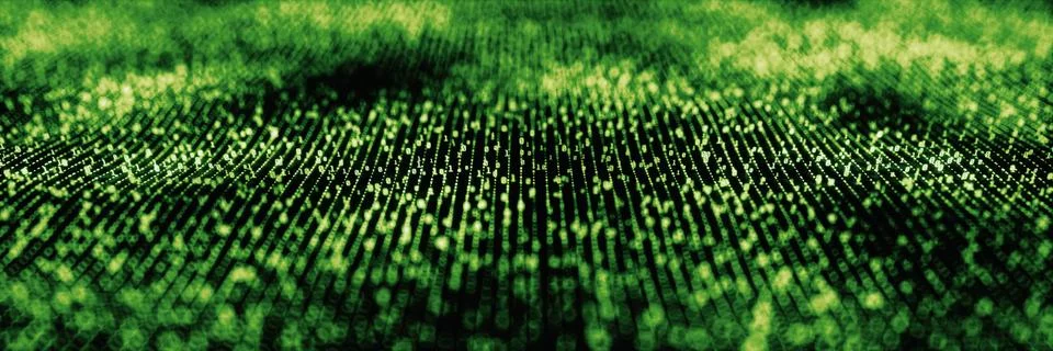 Binary Code Background Panoramic Green Stock Illustration