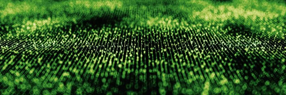 Binary Code Background Panoramic Green Digital binary code, glowing neon s... Stock Photos