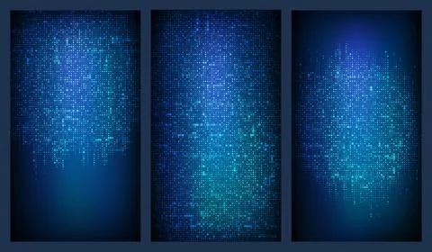 Binary code background set with digits 1 and 0. Abstract futuristic cyberspac Stock Illustration