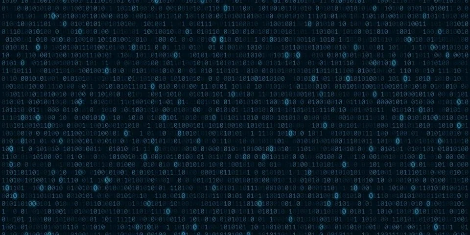 Binary code background. Software programming. Glowing numbers. Digital data.  Stock Illustration