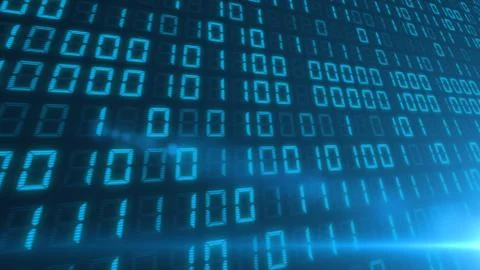 Binary code background from a tilted side view Stock Illustration