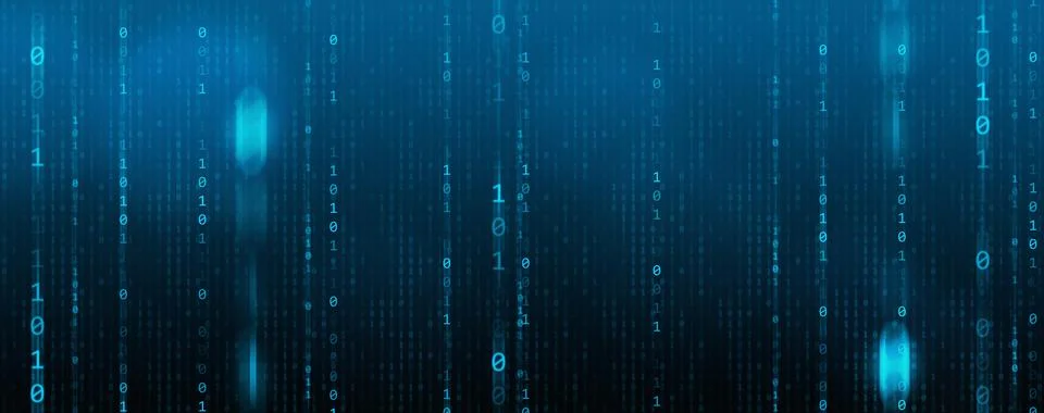 Binary Code backgrounds, a sequence of zero and one number on a blue backgr.. Illustrazione stock