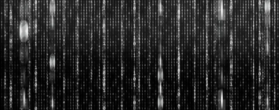 Binary Code backgrounds, a sequence of zero and one white number on a black.. Stock Illustration