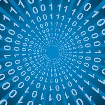 Binary code bang, radial pattern Stock Illustration