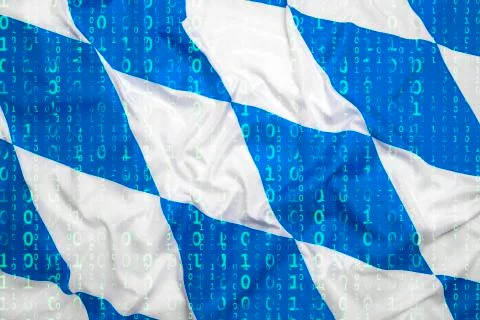 Binary code with Bavaria flag, data protection concept イラスト素材