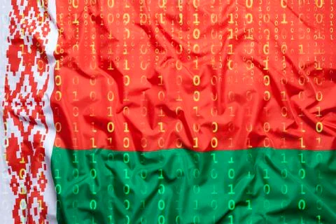 Binary code with Belarus flag, data protection concept Stock Photos
