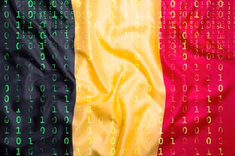 Binary code with Belgium flag, data protection concept Stock Illustration