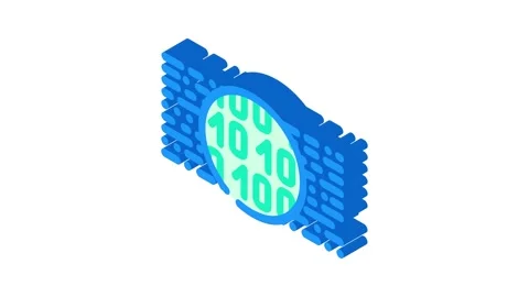 Binary code big data isometric icon animation Video stock 327281023