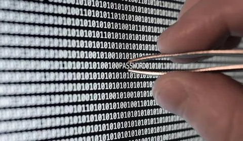 Binary Code Binary code, password vulnerability taking out with tweezers C... 스톡 사진