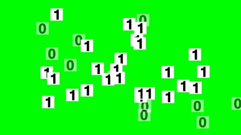 Binary code, binary number system, 0 and 1 numbers on white cards flying from Stock Footage 148325856