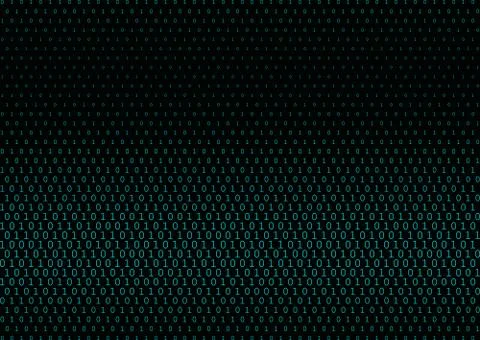 Binary code black and cyan blue background. Stock Illustration