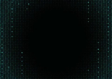 Binary code black and cyan blue background. Stock Illustration