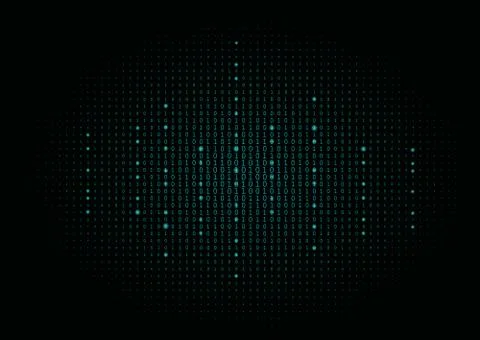 Binary code black and cyan blue background. Stock Illustration
