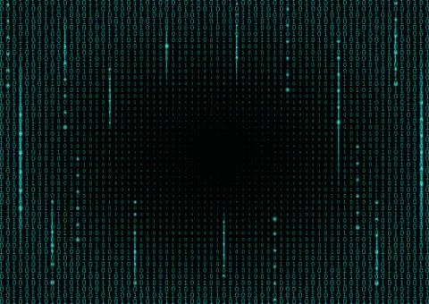 Binary code black and cyan blue background. Stock Illustration