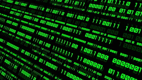 Binary code black and green animation Stockbeeldmateriaal 115257185