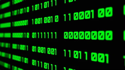 Binary code black and green animation Stockbeeldmateriaal 115768676