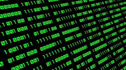 Binary code black and green animation Stockbeeldmateriaal 118015760