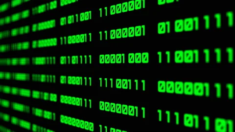 Binary code black and green animation Stockbeeldmateriaal 119255002