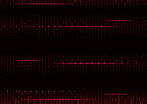 Binary code black and red background. 스톡 일러스트