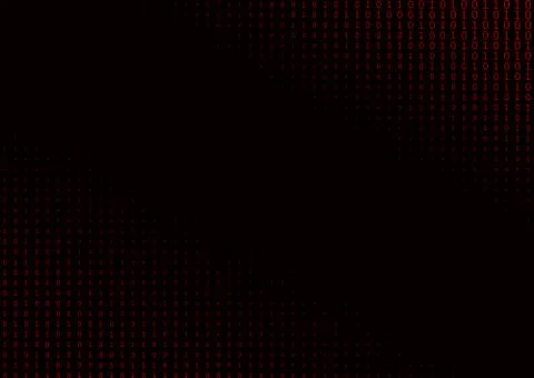 Binary code black and red background. Stock Illustration