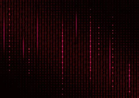 Binary code black and red background. Stock Illustration