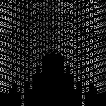Binary code black and white background with digits on screen. Algorithm binary Stock Illustration