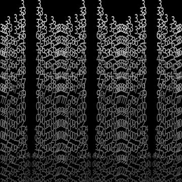 Binary code black and white background with digits on screen. Algorithm binary Stock Illustration