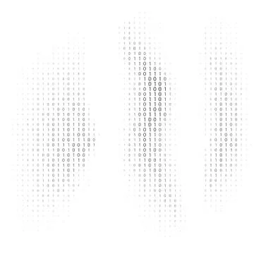 Binary code black and white background Stock Illustration