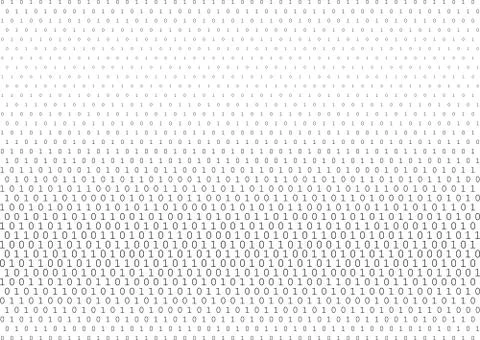 Binary code black and white background Stock Illustration