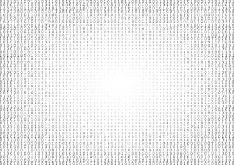 Binary code black and white background Stock Illustration