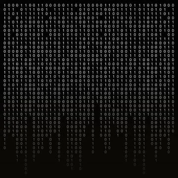 Binary code on a black background.  algorithm, encryption, encoding matrix Stock Illustration