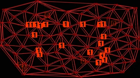 Binary code on a black background, red c... | Stock Video | Pond5