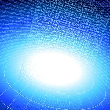Binary code on blue internet background Illustrazione stock