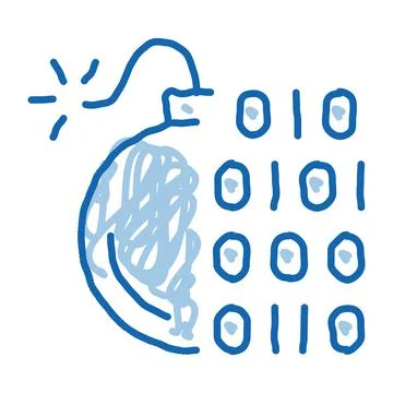 Binary Code Bomb doodle icon hand drawn illustration Illustrazione stock