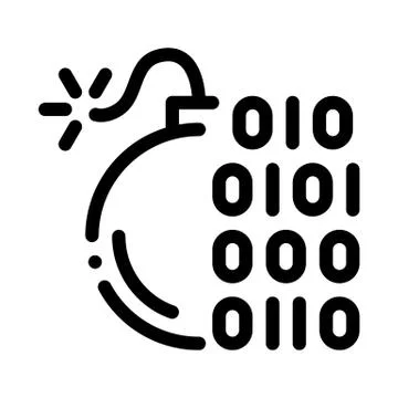 Binary Code Bomb Icon Vector Outline Illustration Illustrazione stock