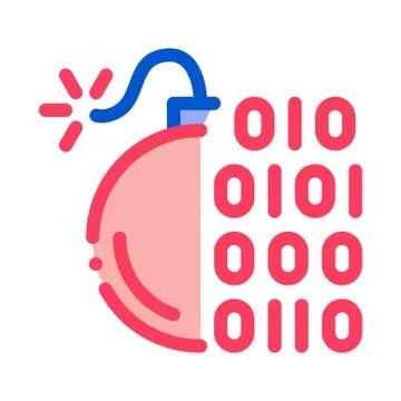 Binary Code Bomb Icon Vector Outline Illustration Stock Illustration