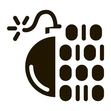 Binary Code Bomb Icon Vector Glyph Illustration Stock Illustration