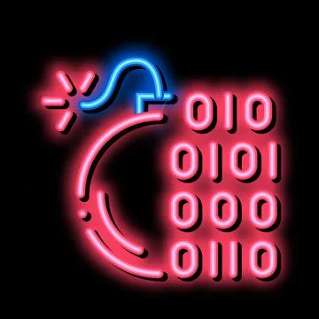 Binary Code Bomb neon glow icon illustration Illustrazione stock
