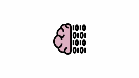 Binary code brain symbol - artificial intelligence icon animation Stock Footage 295488021