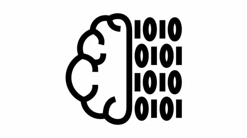 Binary code brain symbol - artificial intelligence icon Stock Footage 313831993