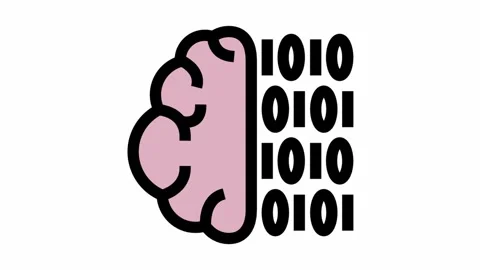 Binary code brain symbol - artificial intelligence icon animation Stock Footage 335284608