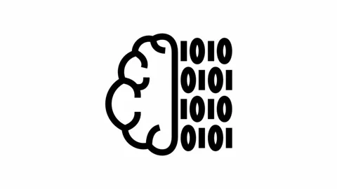 Binary code brain symbol - artificial intelligence icon Stock-Footage 341274568