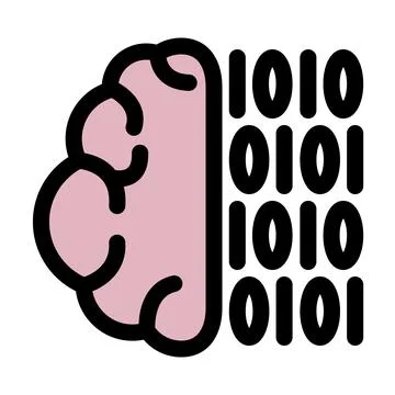 Binary code brain symbol - artificial intelligence icon Stock Illustration