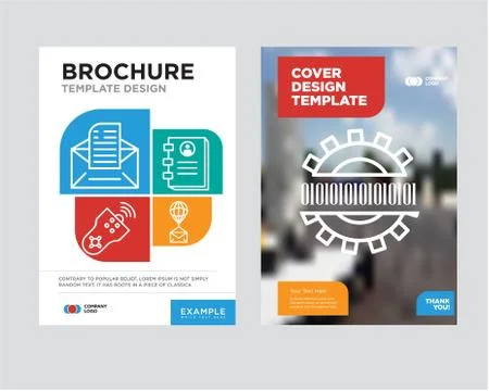 Binary code brochure flyer design template 스톡 일러스트