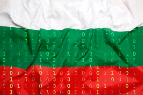 Binary code with Bulgaria flag, data protection concept Illustrazione stock