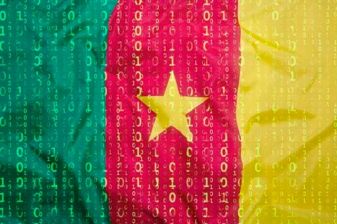 Binary code with Cameroon flag, data protection concept イラスト素材