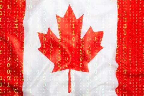Binary code with Canada flag, data protection concept Stock Photos
