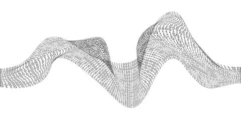 Binary code chaos wave. Digital technology. Data Sorting. Artificial intellig Stock Illustration