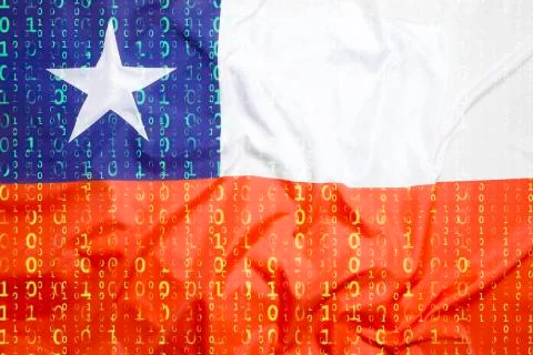 Binary code with Chile flag, data protection concept Stock Photos