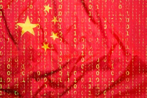 Binary code with China flag, data protection concept Stock Photos